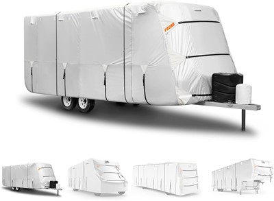 آکسفورڈ فیبرک ٹریول ٹریلر آر وی کور 24 - 27 "واٹر پروف رپ - مزاحم اینٹی یو وی کور